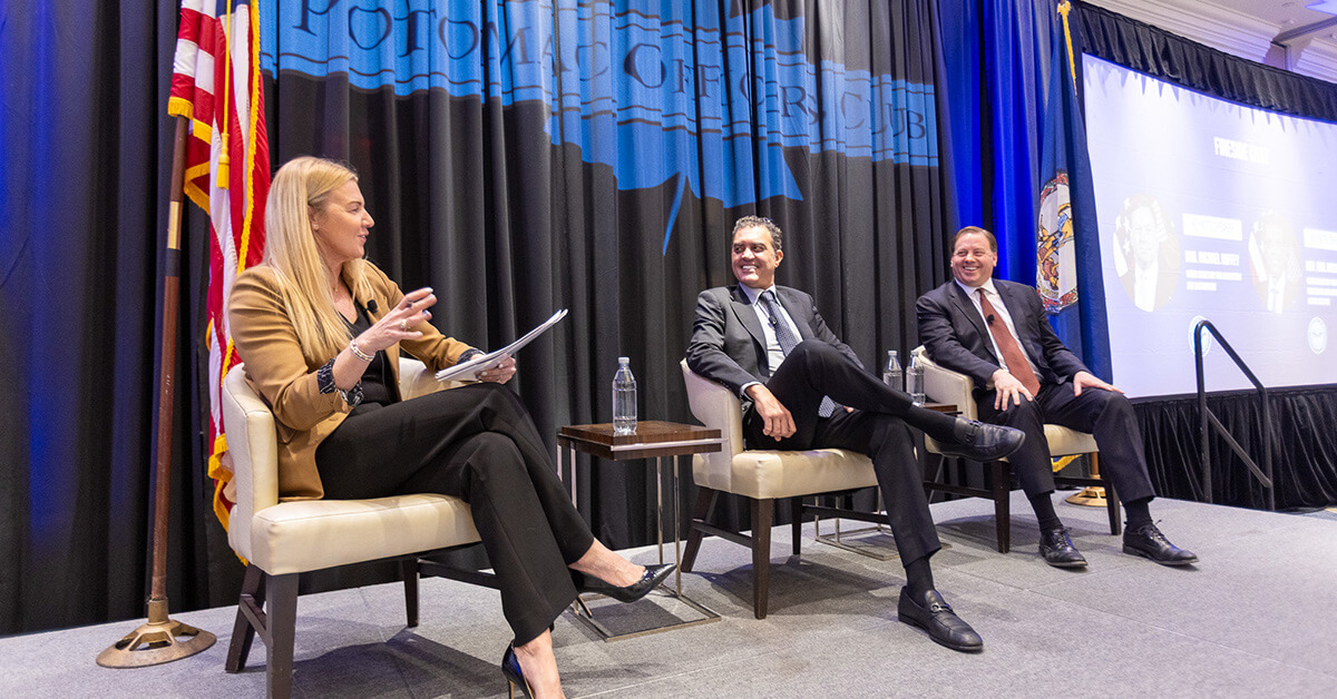 Emil Michael & Michael Duffey Want to Move Pentagon’s Tech Incubation From a ‘Valley of Death’ to a ‘Rainforest of Opportunity’ Carrie Wibben Kaupp, Emil Michael and Michael Duffey. Exiger leader moderates fireside chat between two Pentagon officials