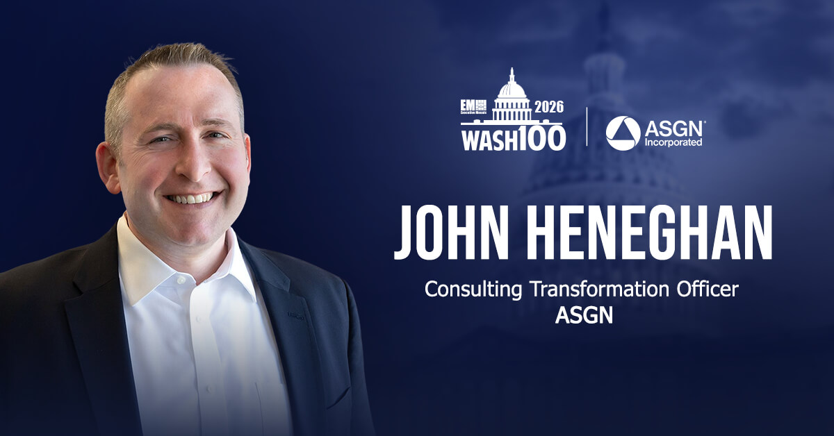 John Heneghan, consulting transformation officer at ASGN and former president of ECS, for leading ECS' expansion in AI, cybersecurity and enterprise modernization.