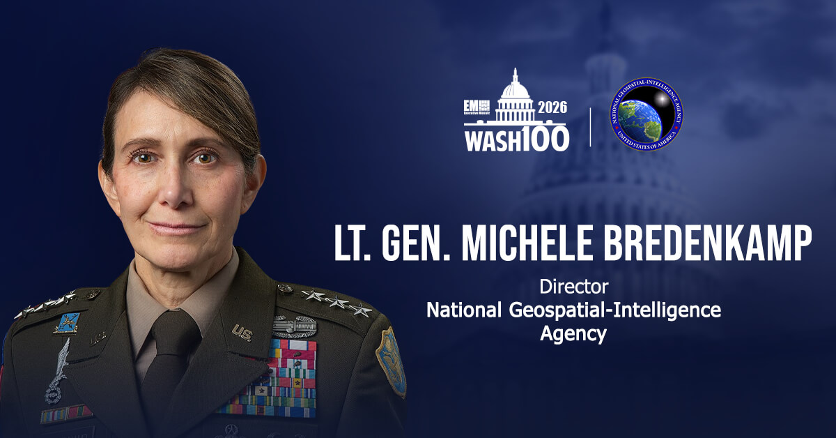 Lt. Gen. Michele Bredenkamp. The NGA director has been named a 2026 Wash100 Award recipient.