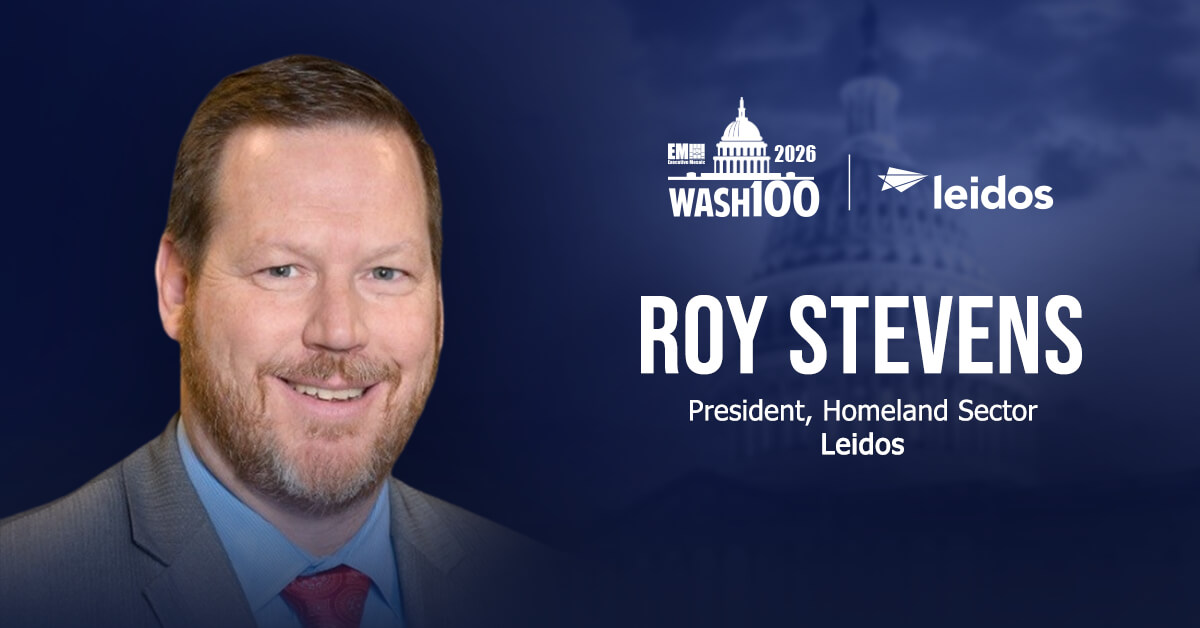 Leidos Homeland Sector President Roy Stevens. Executive Mosaic is honoring Stevens this year with this third overall Wash100 Award.
