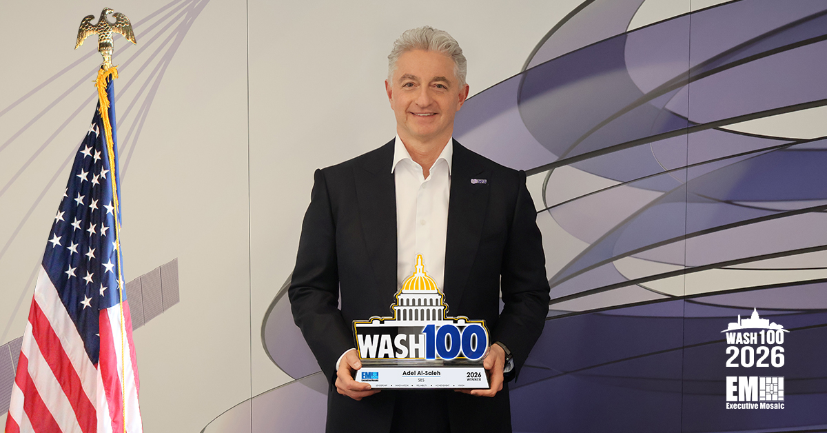 Adel Al-Saleh. The SES CEO accepts his 2026 Wash100 Award for outstanding contributions to the GovCon sector.