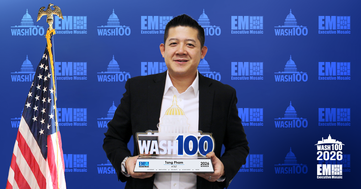 AT&T VP Tang Pham Accepts 2026 Wash100 Award From Executive Mosaic