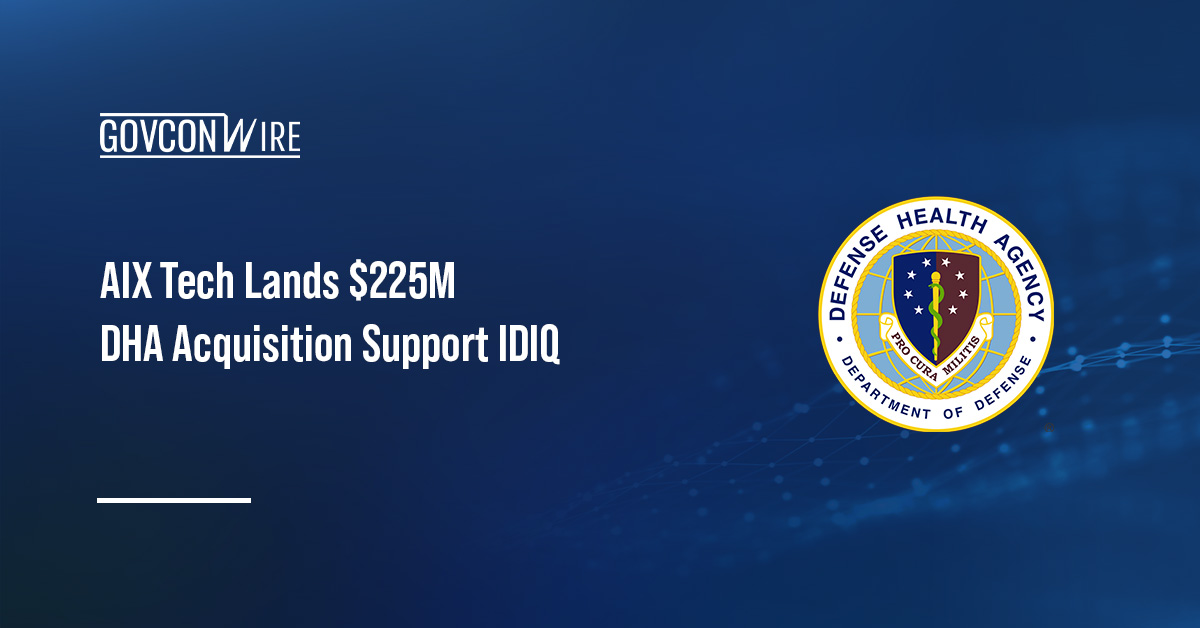 Defense Health Agency seal. AIX Tech secured a DHA contract worth $225 million for acquisition and administrative support.