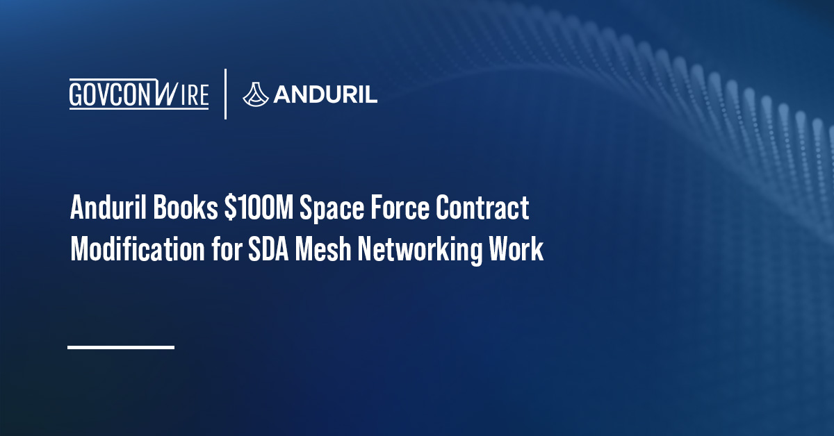 Anduril Industries logo. Anduril has received a $100 million Space Force contract modification for SDA mesh networking work.