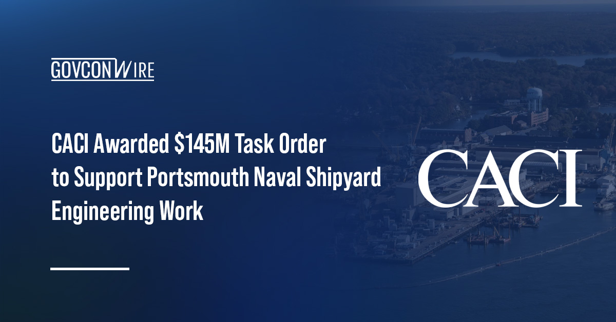 CACI logo. CACI will continue providing engineering services to the U.S. Navy’s Portsmouth Naval Shipyard.