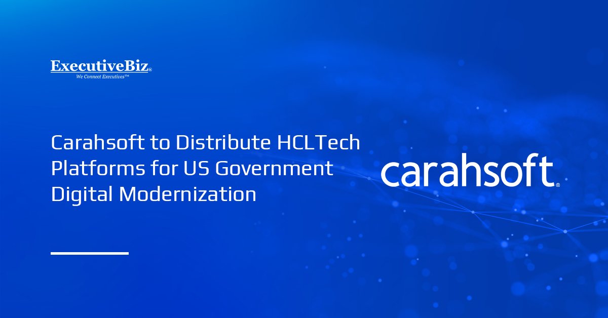 Carahsoft logo. Carahsoft will serve as HCLTech's public sector distributor.