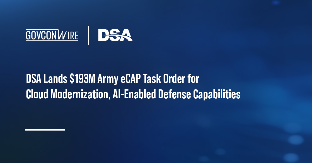 DSA logo. DSA has secured a five-year, $193 million Enterprise Cloud Analytics and Processing task order from the US Army.