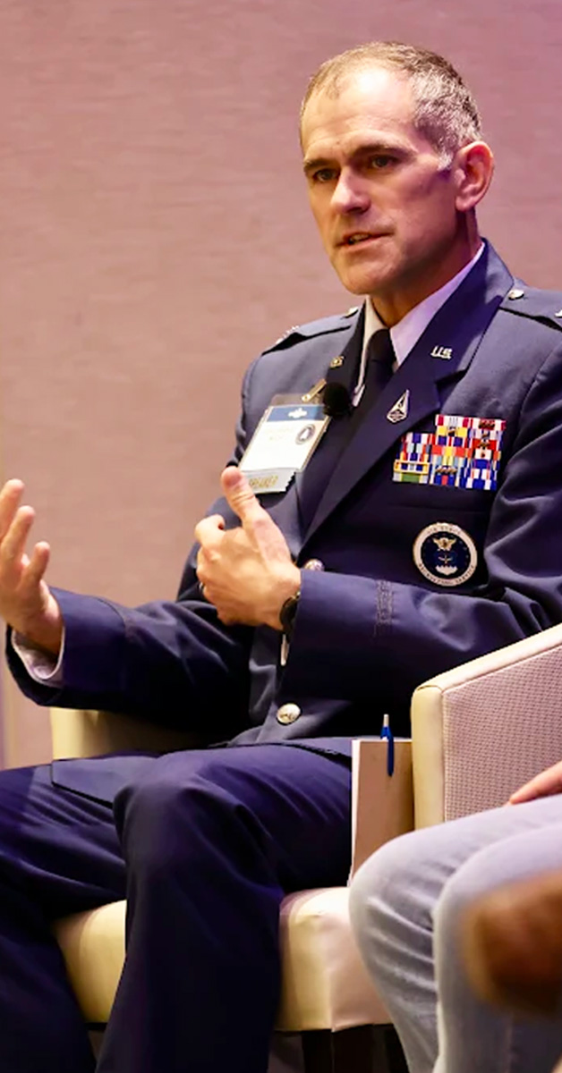 Jonathan McCall. The Space Force colonel spoke on a Potomac Officers Club GovCon event's panel.