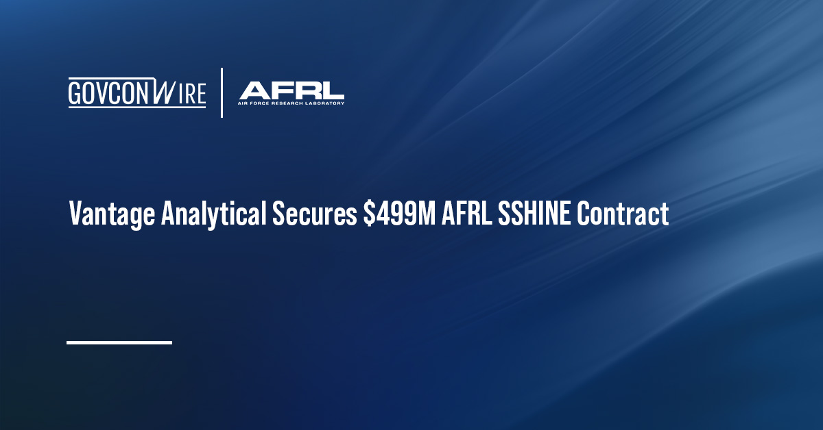 AFRL logo. The Air Force Research Laboratory has selected Vantage Analytical to support the SSHINE program.