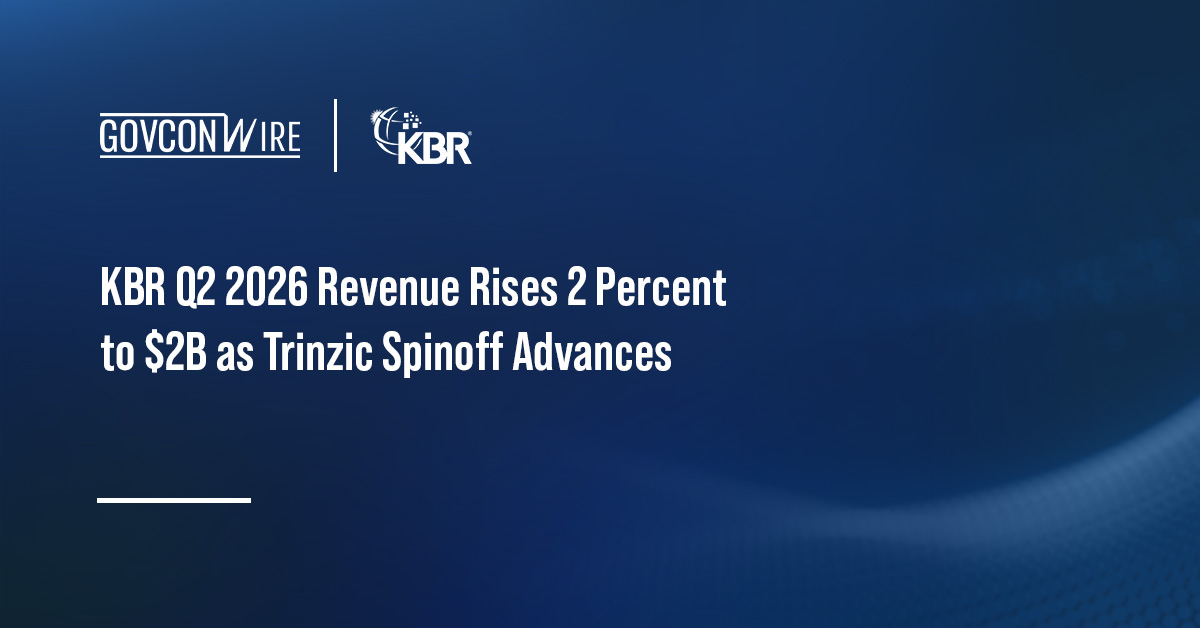 KBR logo. KBR reported second-quarter revenue of $2 billion, up 2 percent.
