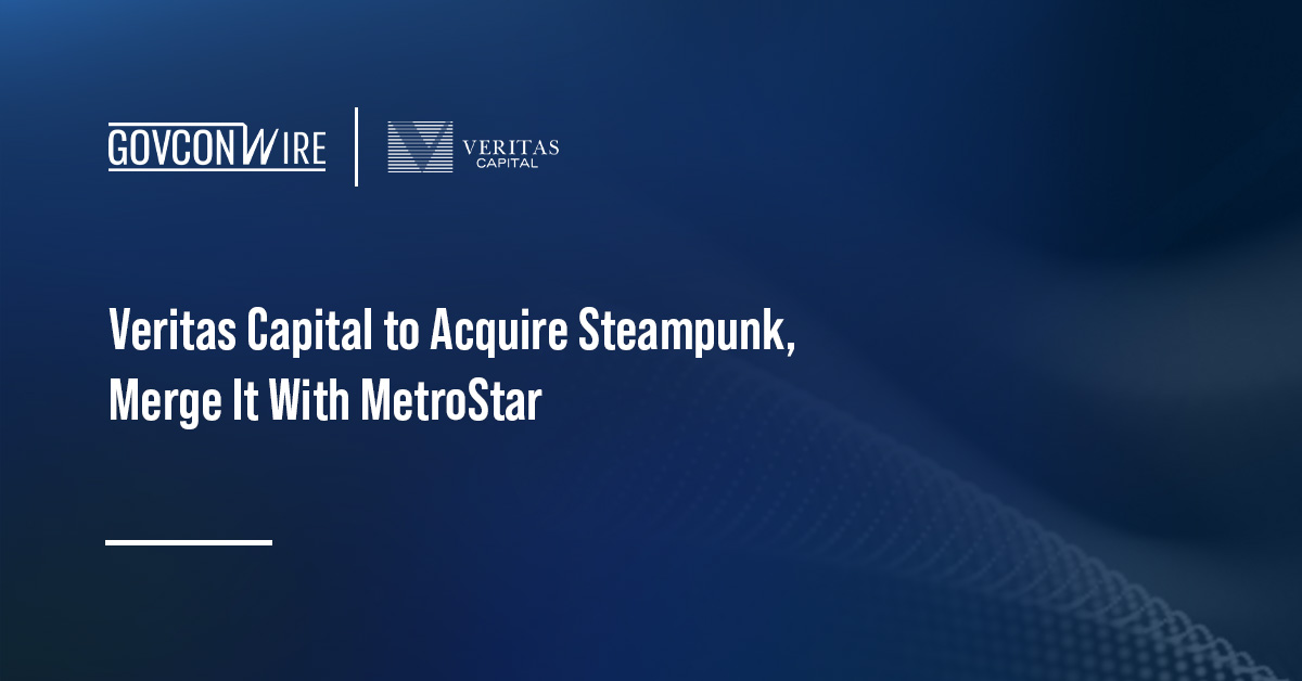 Veritas Capital logo. Veritas Capital has agreed to acquire Steampunk and merge it with its portfolio company MetroStar.