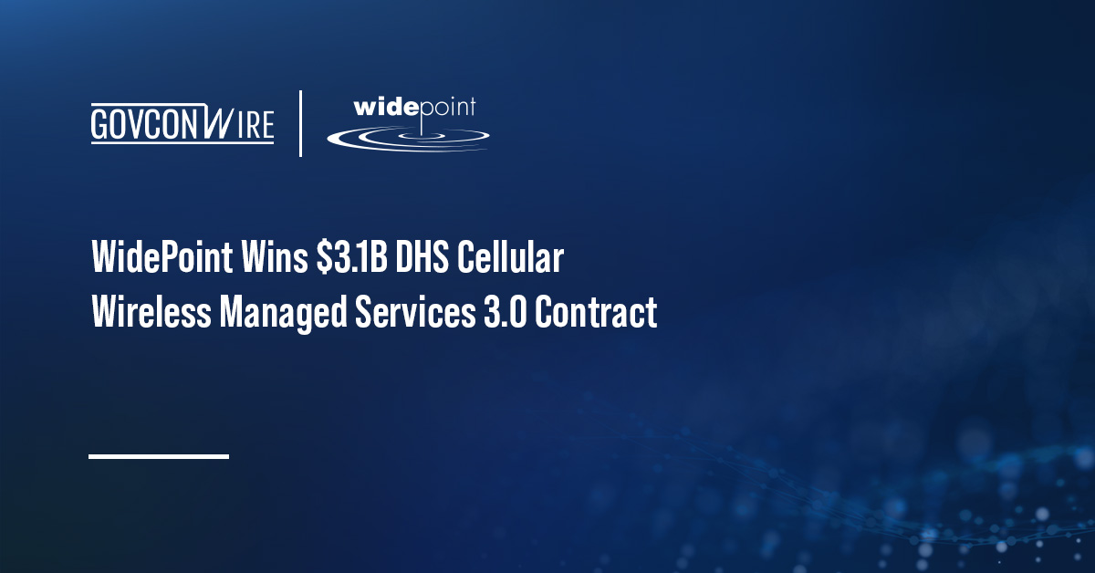 WidePoint logo. WidePoint has won the potential 10-year, $3.1 billion CWMS 3.0 contract from DHS.
