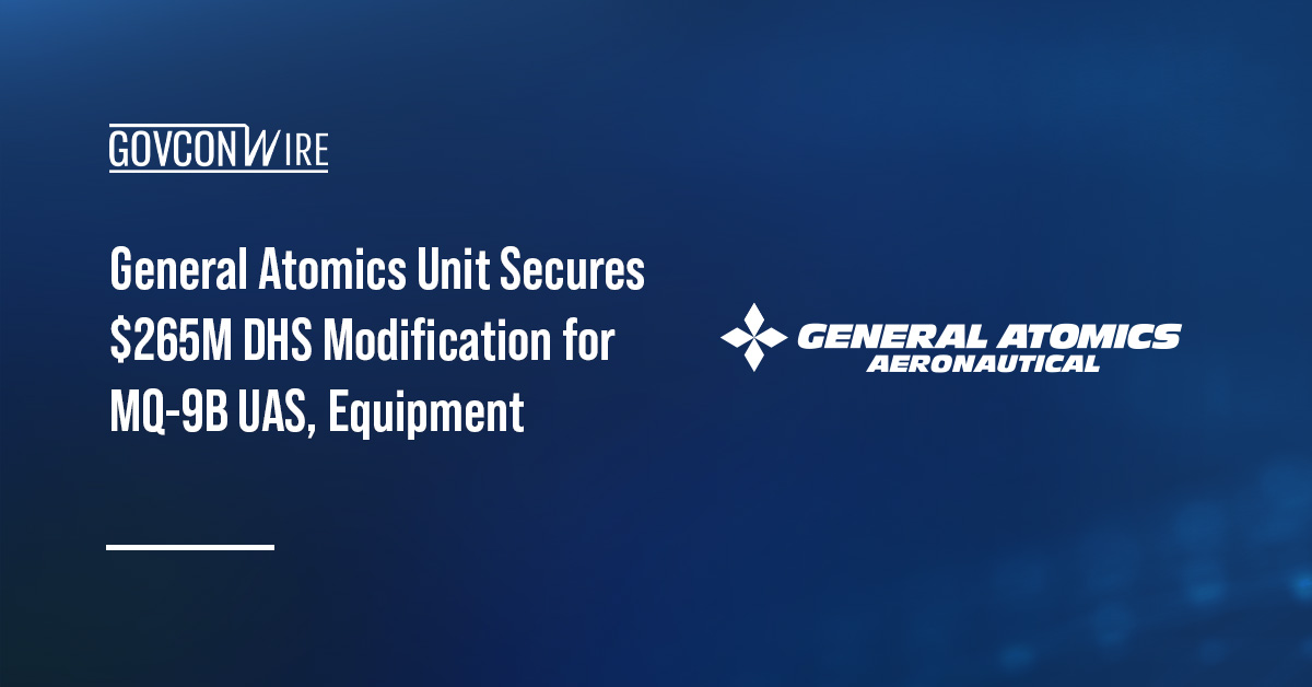 General Atomics Unit Secures $265M DHS Modification for MQ-9B UAS, Equipment GA-ASI logo. General Atomics Aeronautical Systems Inc. has received a contract modification from DHS to provide MQ-9B UAS.