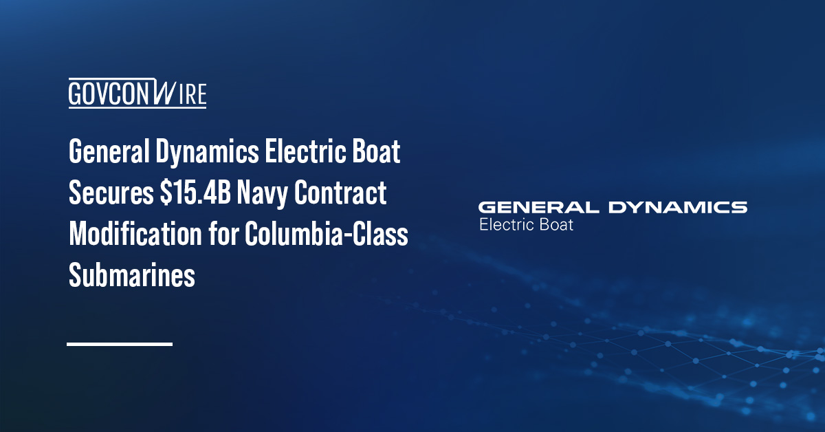 GDEB logo. The U.S. Navy awarded General Dynamics Electric Boat a contract modification for Columbia-class submarine support.
