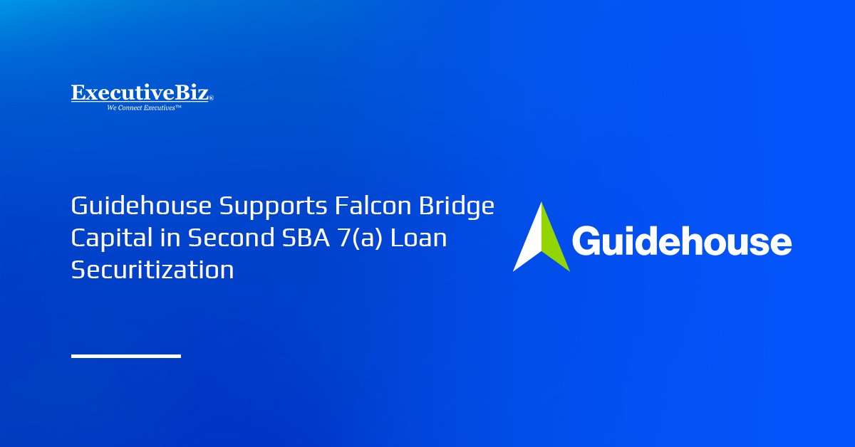 Guidehouse logo. Guidehouse helped Falcon Bridge Capital complete its second multiparty securitization of SBA 7(a) loans.