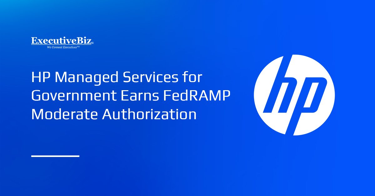 HP logo. HP Managed Services for Government has earned FedRAMP Authorization at the Moderate Impact Level.