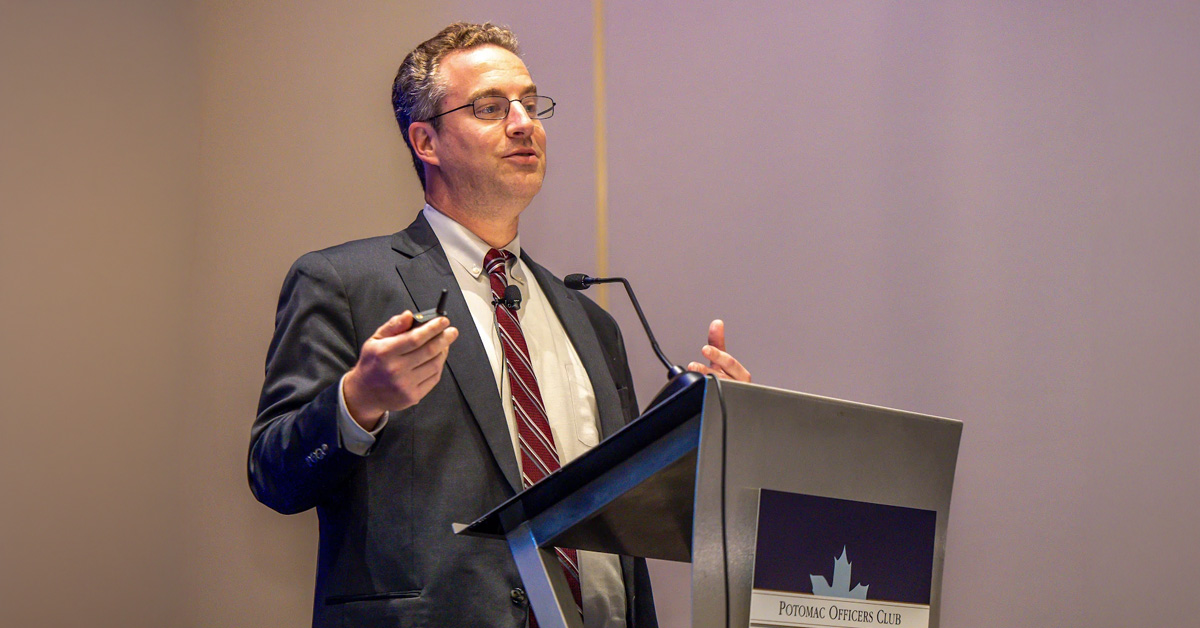 Jeff Waksman. The Janus Program leader and Army official spoke at Potomac Officers Club's 2026 Army Summit.