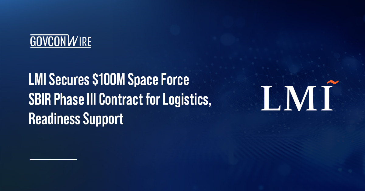 LMI logo. SSC awarded LMI a $100M contract to integrate logistics, digital tools and readiness support.