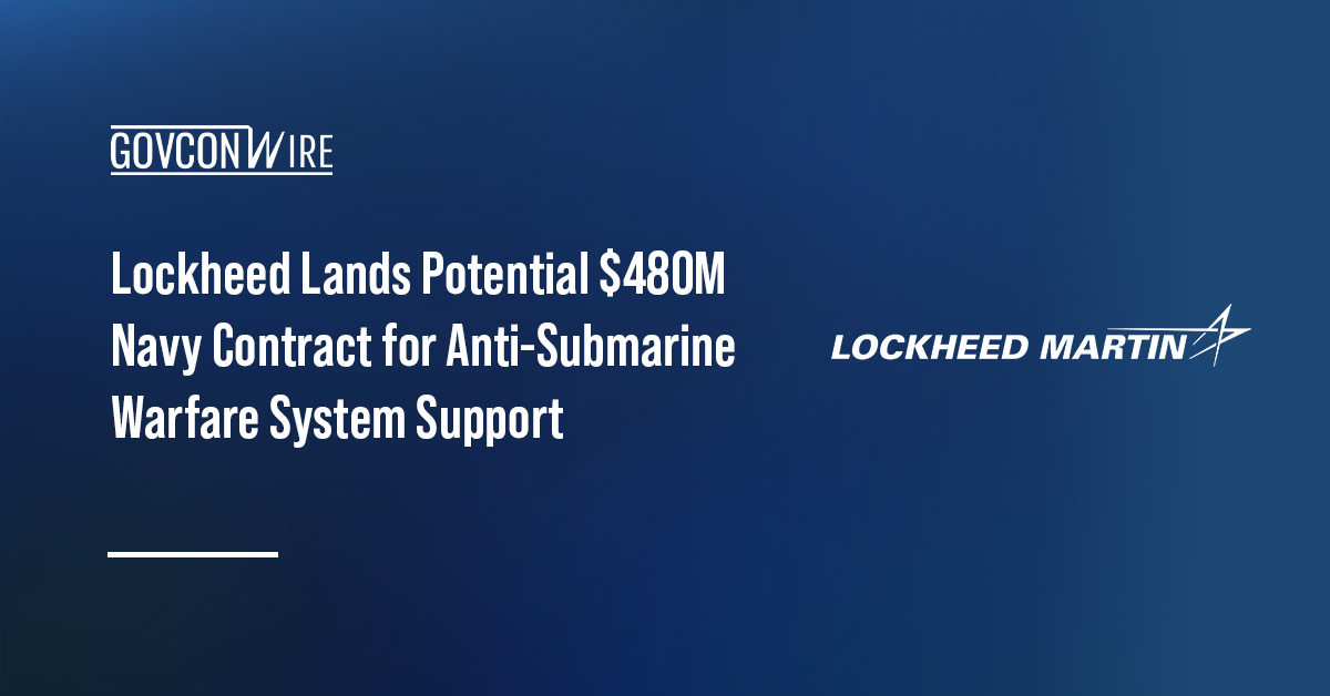 Lockheed Martin logo. Lockheed secured a U.S. Navy contract for AN/SQQ-89A(V)15 anti-submarine warfare combat system support.