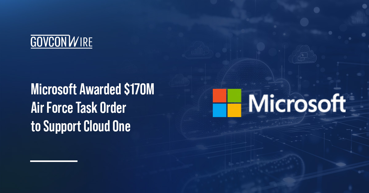 Microsoft logo. Microsoft has secured a $170.4 million task order to continue supporting the Cloud One program.