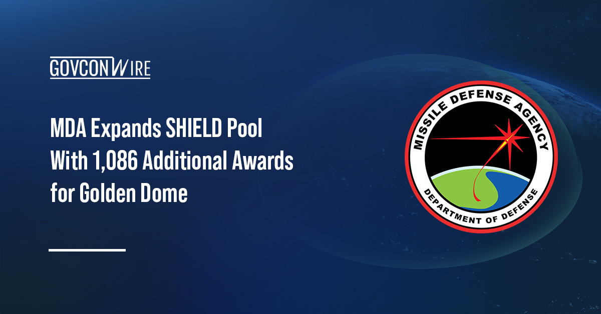 MDA logo. MDA expanded the SHIELD IDIQ with a second wave of awards for the Golden Dome missile defense initiative.