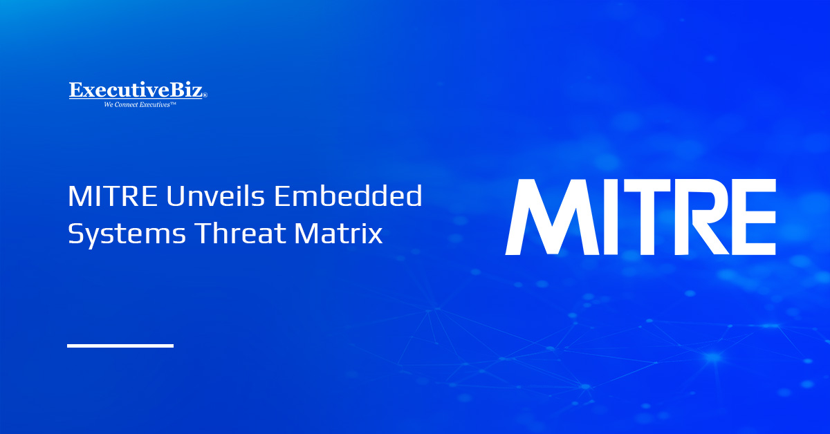 MITRE logo. MITRE has launched the Embedded Systems Threat Matrix to protect embedded systems.