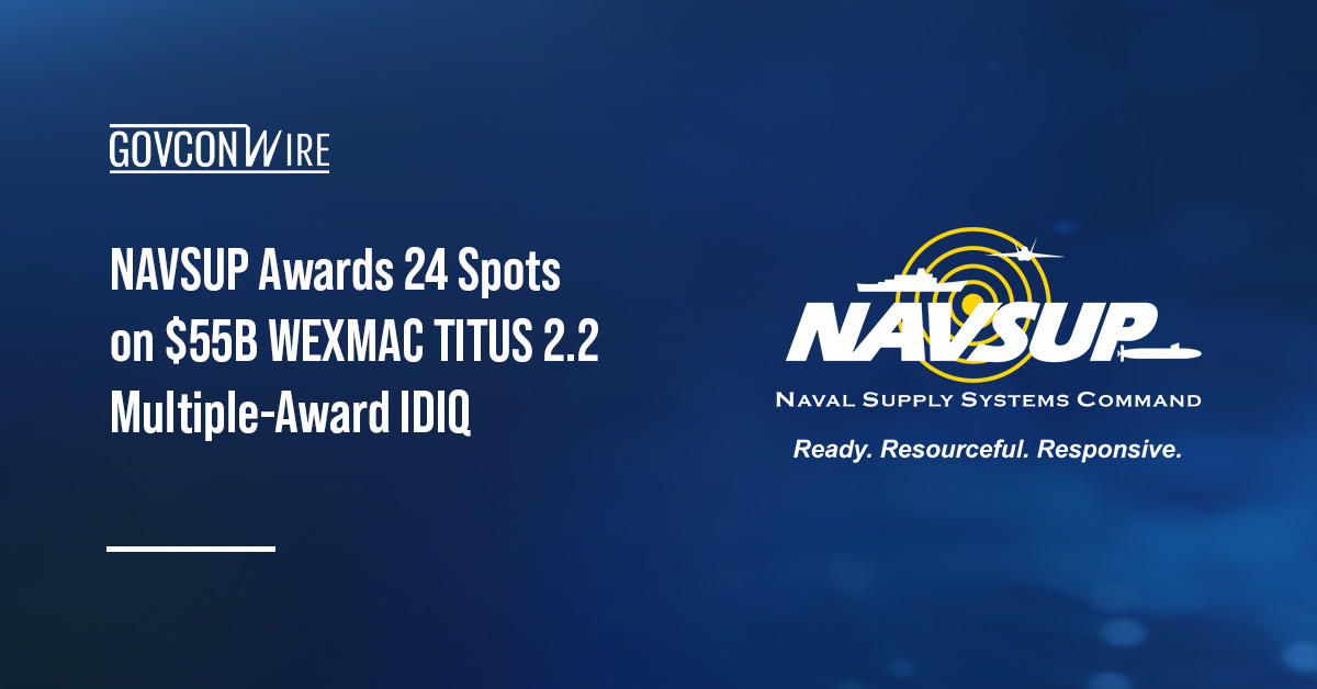 Naval Supply Systems Command logo. NAVSUP awarded 24 companies positions on the $55 billion WEXMAC TITUS 2.2 contract.