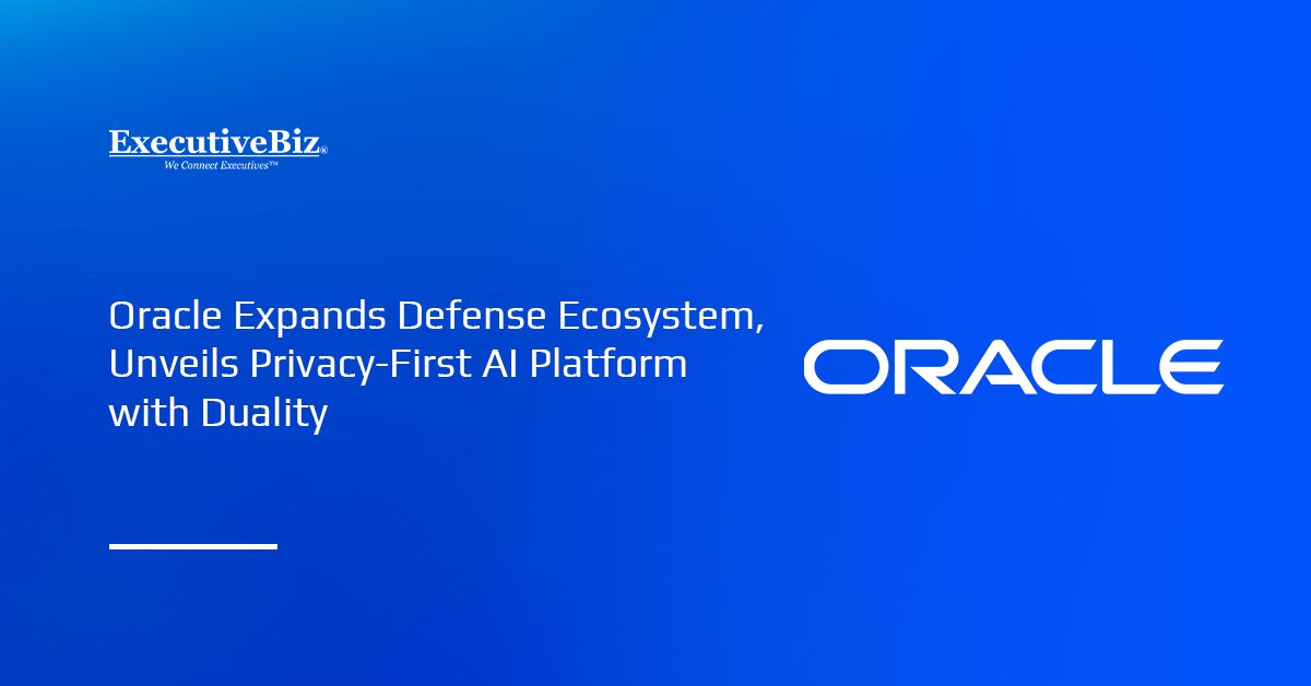 Oracle logo. Oracle has added new members to its Defense Ecosystem and launched a privacy-first AI platform with Duality.