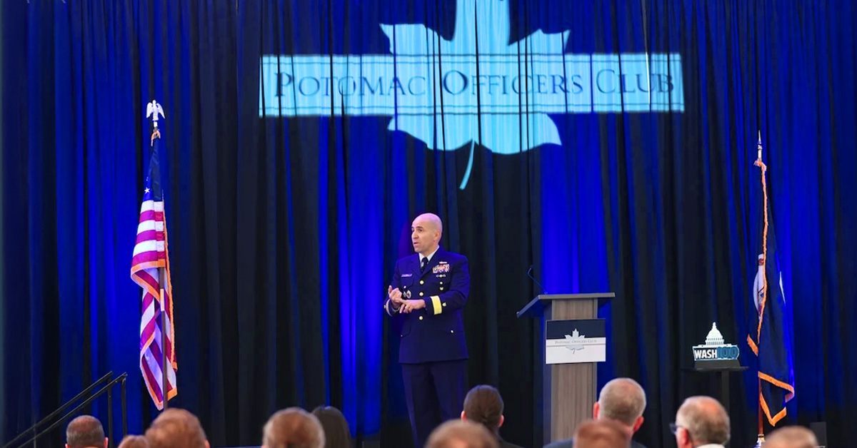 RDML Jason Tama. The Coast Guard cyber leader delivered a keynote address at POC's 2026 Cyber Summit.
