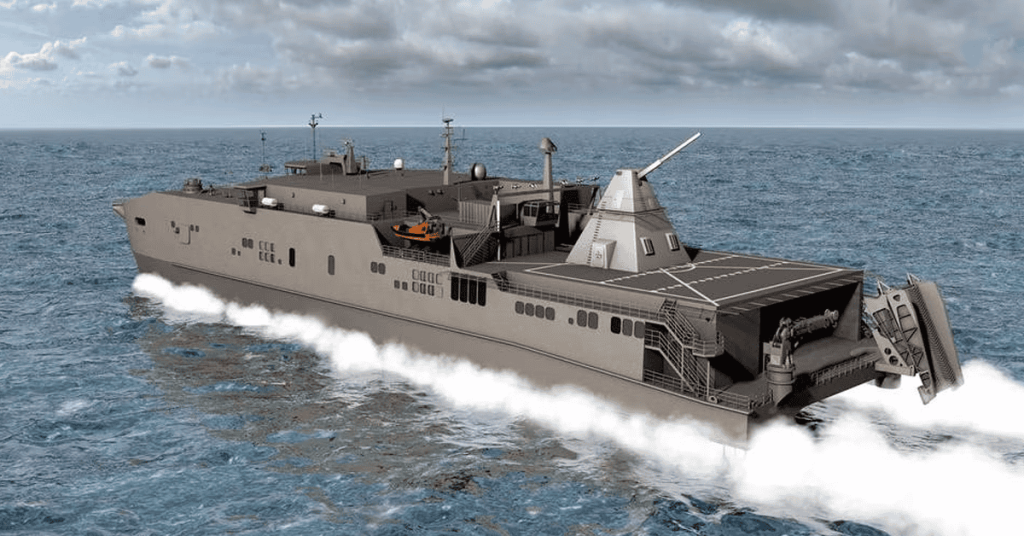 Railgun on a warship. The railgun may be returning via the Trump-class warship.