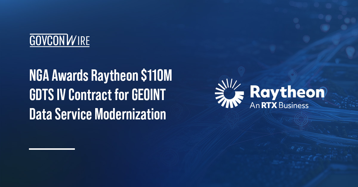 Raytheon logo. NGA awarded Raytheon a $110.4M GDTS IV contract.