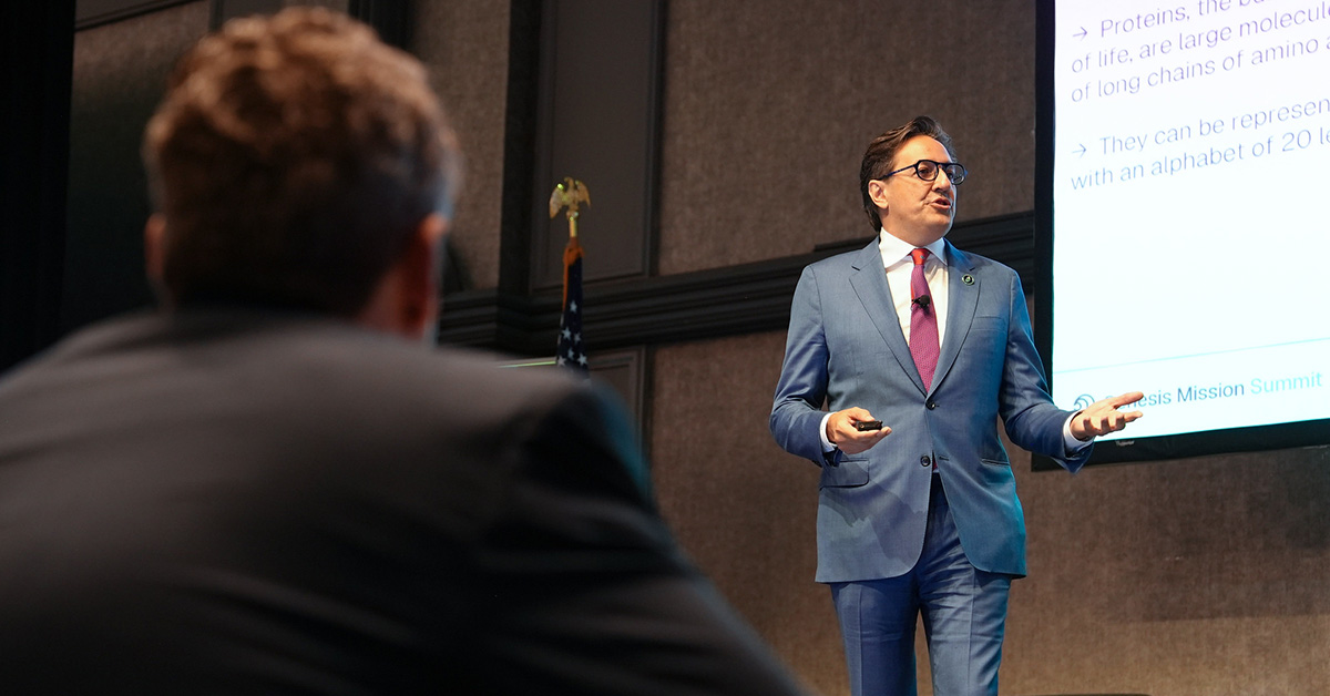 Dario Gil, DOE's under secretary for science and Genesis Mission director, at the Genesis Mission Summit 2026.