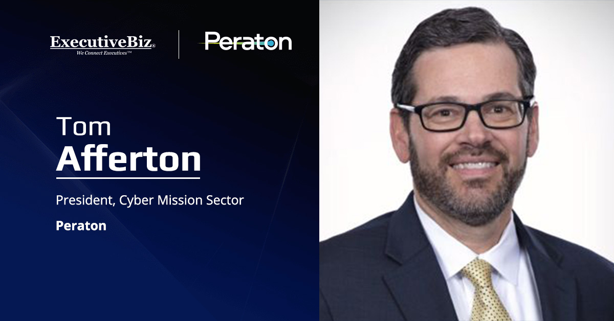 Tom Afferton headshot. Peraton executive commenting on the company's US Air Force cyber tech contract