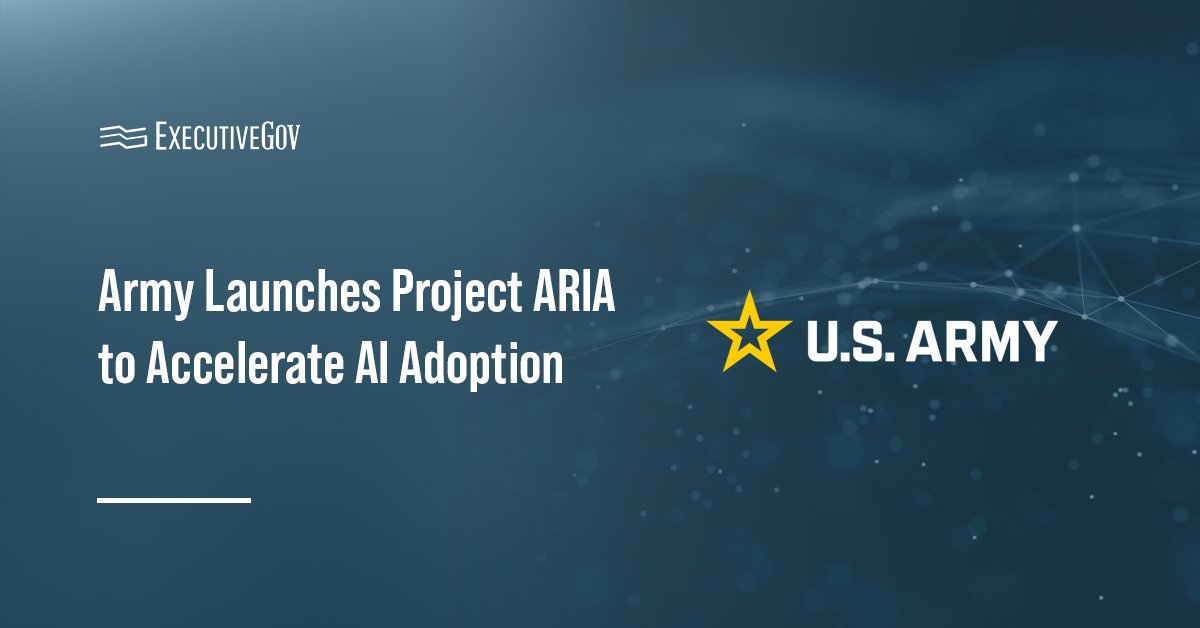 U.S. Army seal. The Army has launched Project ARIA to advance the use of AI capabilities to modernize military operations.