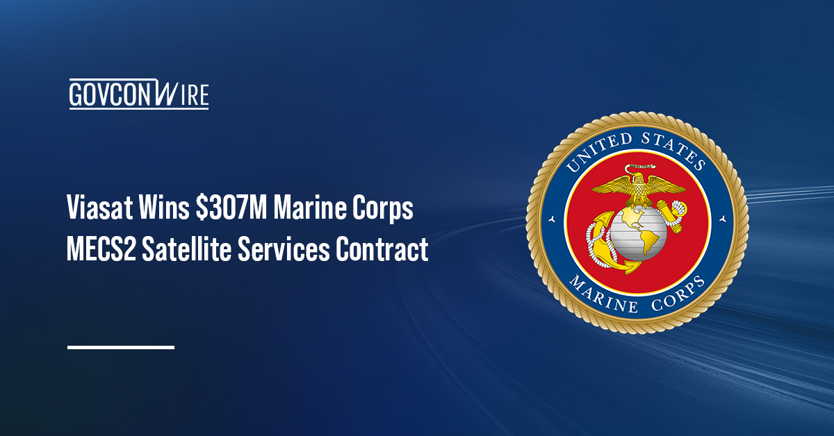 US Marine Corps seal. Viasat won a $307 million contract to provide global connectivity for USMC under the MECS2 contract.