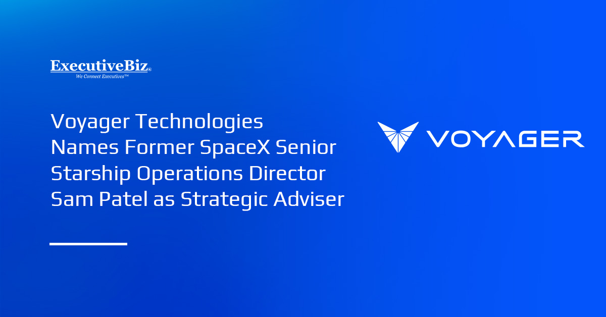 Voyager logo. Voyager has appointed SpaceX veteran Sam Patel as strategic adviser.