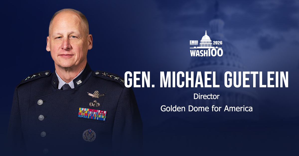 Gen. Michael Guetlein. The Golden Dome director won the 2026 Wash100 Award.