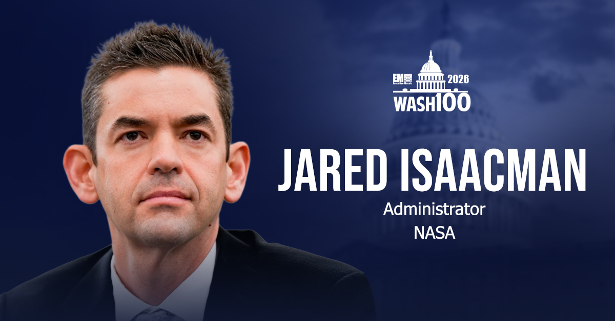 Jared Isaacman. The NASA administrator won his first Wash100 Award in 2026 for his exceptional accomplishments in space, aviation and business.