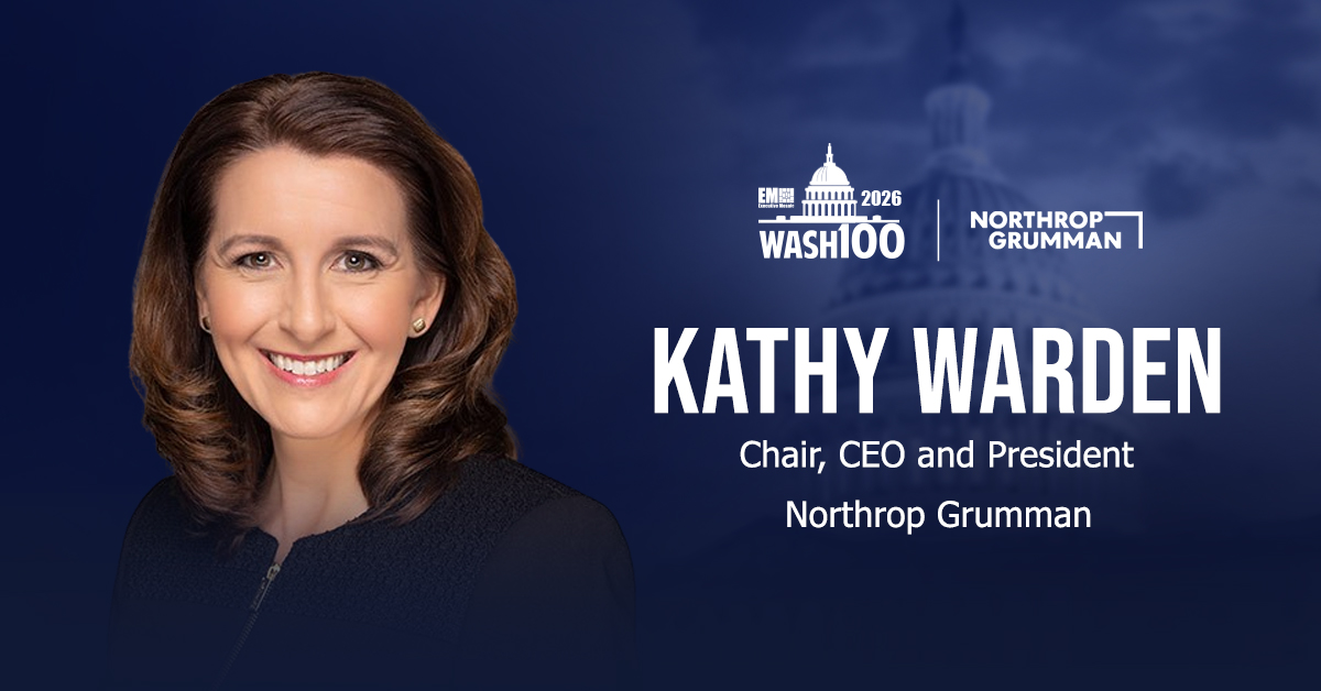 Kathy Warden, chair, president and CEO of Northrop Grumman. Warden won the 2026 Wash100 Award