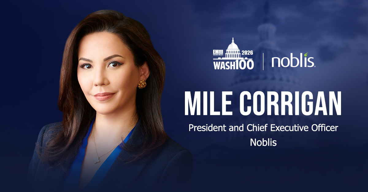 Mile Corrigan, president and CEO of Noblis, is a 2026 Wash100 Award winner.
